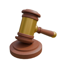wooden gavel on white background