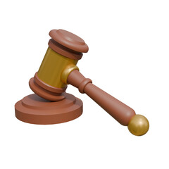 wooden gavel on white background