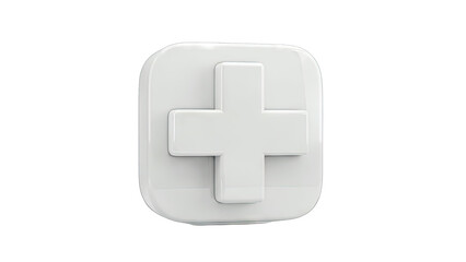Fototapeta premium 3D White Cross Symbol on Rounded Square - Medical Concept