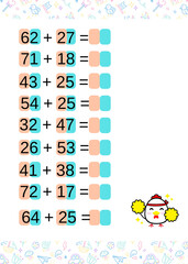 Addition worksheets designed for children to practice basic math skills, suitable for classrooms, homeschooling, workbooks, and early learning activities.