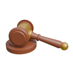 wooden gavel on white background