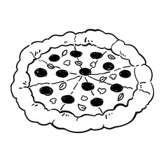 Hand drawn Pepperoni Pizza Illustration
