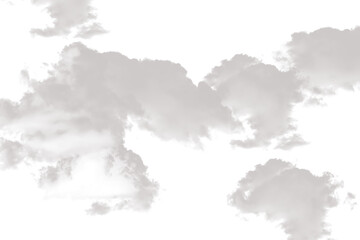 Obraz premium Soft wispy clouds in a light gray hue perfect for atmospheric backgrounds and weather-related designs isolated on a clean white backdrop