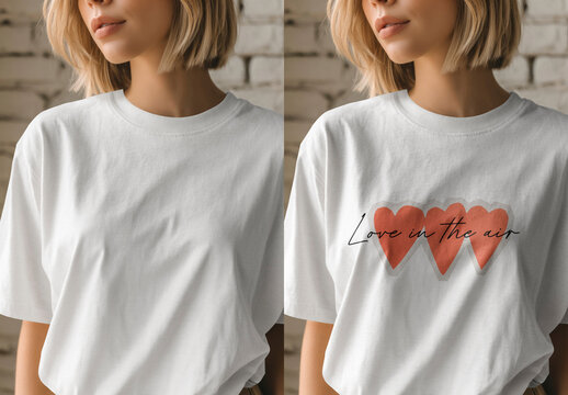 Casual Tshirt Mockup With Heart Design PSD