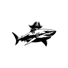 pirate shark with hat vector 