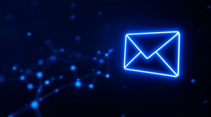 Modern email notification with glowing blue envelope icon