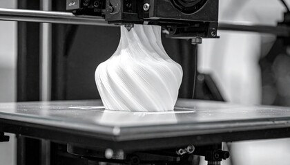 3D Printing in Action - Crafting a White Vase with Precision.