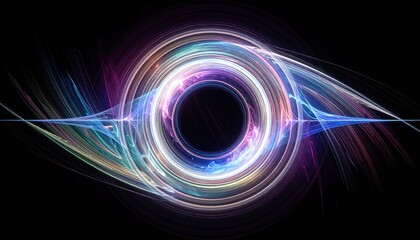 Obraz premium Abstract depiction of a black hole with vibrant light rings.