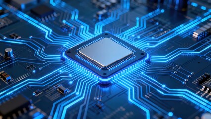 Closeup of illuminated circuit board