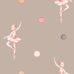 Watercolor Nutcracker Ballerina Seamless Pattern