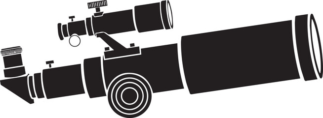 Black silhouette of a vintage telescope or spotting scope with a tripod mount