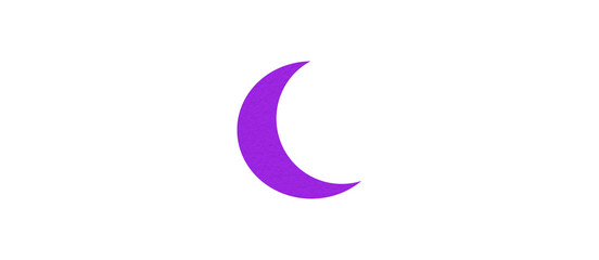 Obraz premium Purple crescent moon paper cutout, moon icon, waxing moon symbol, crescent moon icon symbol set on transparent background.