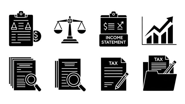 Financial Icons Accounting, Analysis, and Business Growth Concepts