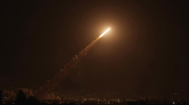 Missile attack: surface-to-air missile, antiaircraft rocket launch