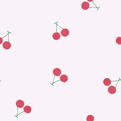 赤いまんまるなさくらんぼのミニマルなシームレス背景パターン