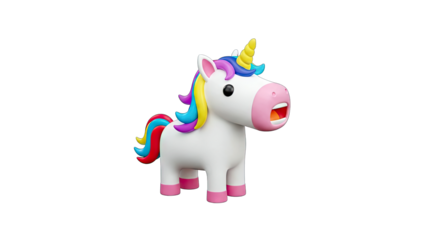 Cartoon Unicorn with Open Mouth on White Background