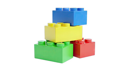 Obraz premium Colorful Building Blocks Stacked Together on White Background