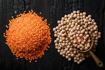 Red Lentils and Chickpeas Flat Lay