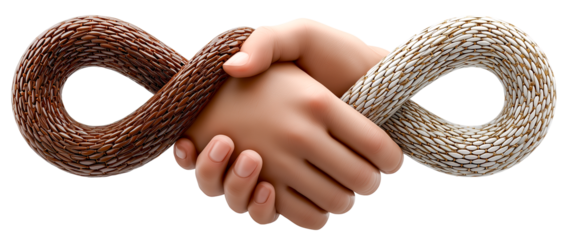 Handshake infinity partnership unity collaboration trust agreement teamwork handshake icon alliance convey enduring commitment and balanced cooperation with seamless loop hopeful, isolated