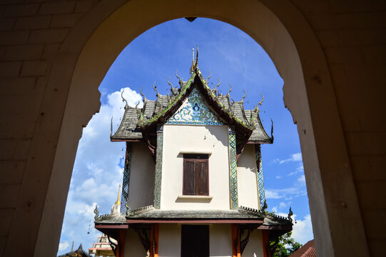 Chapel, Lanna Architecture, Symbols of Buddhism, South East Asia at Wat Phra Phuttha Santiparangon Sri Phingkhonakhon Mongkhon (Phra Chao Ton Luang) Chiang Mai, Northern Thailand
