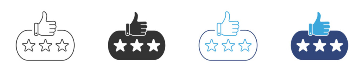 Positive Review Icon, Thumbs Up with Star Symbol, Approval, Recommendation and Satisfaction Concept, Vector Illustration