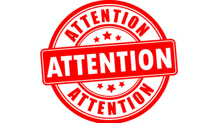 Vibrant Red Attention Stamp Graphic Design Illustrating Urgent Notification and Important Awareness Message for Communication and Safety Purposes
