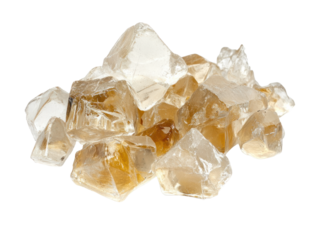 Pile of translucent sugar crystals isolated
