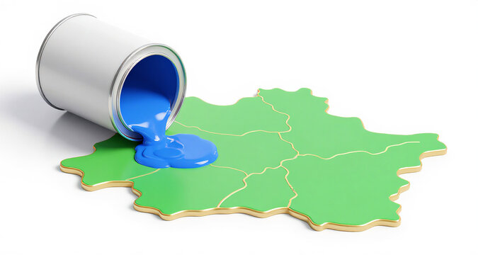 Spilled can of paint creating map - accidental art geographic creation