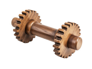 Wooden Gear Dumbbell Isolated