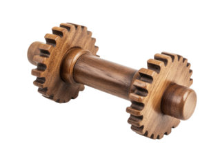 Wooden Gear Dumbbell Isolated