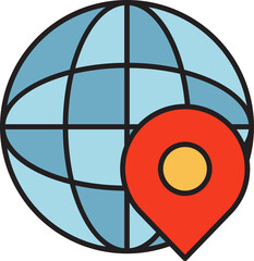 Globe and Location Pin Marker Icon
