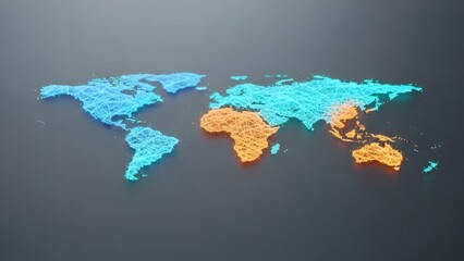 World Map Highlighting Africa and Australia.