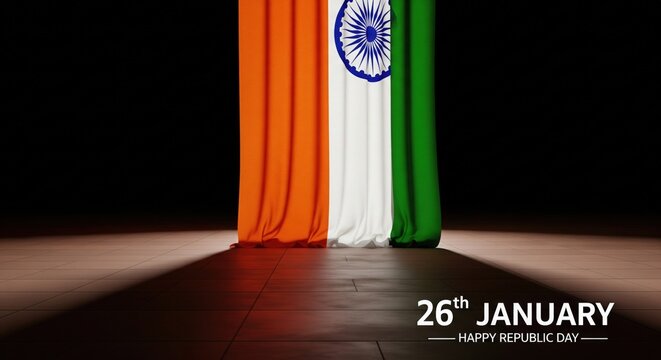 Indian Tricolour Fabric Edge. Ultra-Minimal Luxury Republic Day Art.
