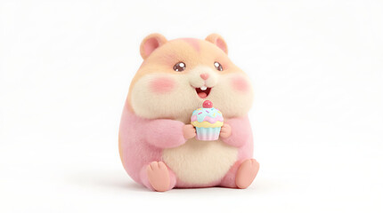 Obraz premium Cute Kawaii Hamster Character Isolated on White Background