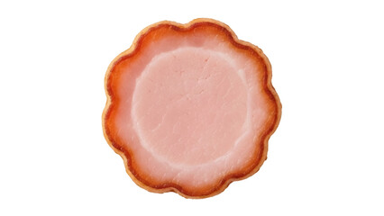 Slice of cooked ham isolated PNG on transparent background, processed meat product with a savory flavor for sandwiches and charcuterie boards
