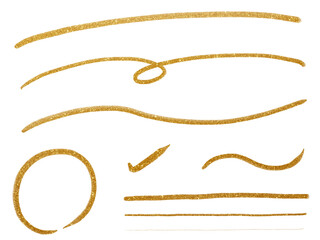 金色のラインと円のあしらい・素材セット