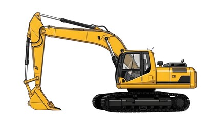 excavator on a white background