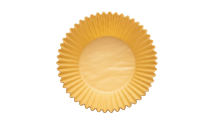 Golden yellow cupcake liner isolated PNG on transparent background, baking cup for muffins and desserts for party and celebration