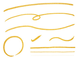 明るい金色のラインと円のあしらい・素材セット
