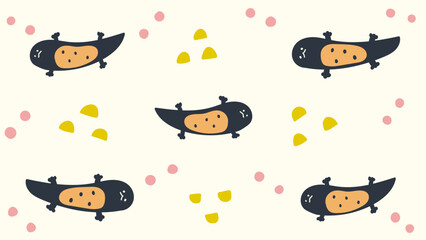 てがきでかわいいアカハライモリの背景