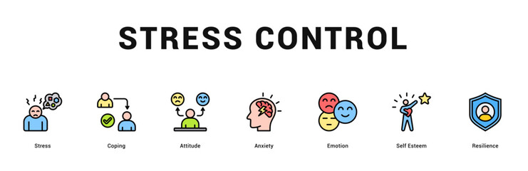 Stress Control Modern and clean web banner illustration featuring thematic icons for visual communication