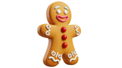 Gingerbread man cookie PNG isolated on transparent background, festive holiday treat for Christmas and New Year s designs