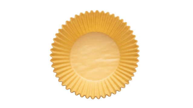 Golden yellow cupcake liner isolated PNG on transparent background, baking cup for muffins and desserts for party and celebration
