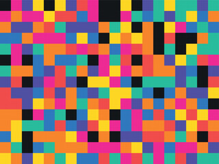 Abstract Pixel Art Vector Pattern with Colorful Geometric Squares Background
