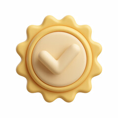 3D yellow checkmark badge icon isolated on transparent background