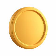 3D golden coin icon isolated on transparent background