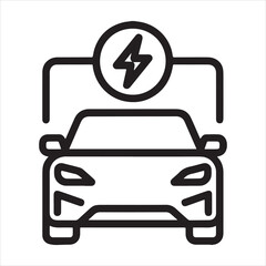 Electric car charging with lightning bolt symbol icon