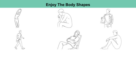 Black and white dotted line illustrations of people in various yoga poses