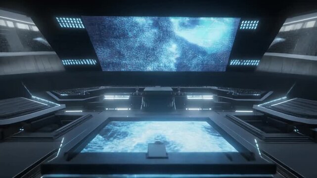 Interior view of large modern empty indoor stadium arena.