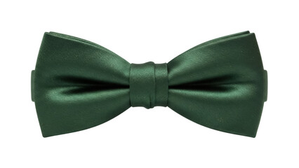 Elegant dark green satin bow tie isolated PNG, formal neckwear for special occasions and events on transparent background